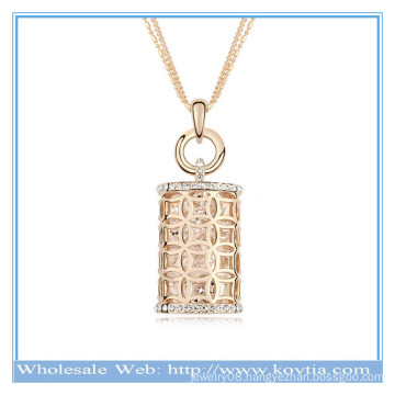 Hot sale 18k gold Austrian crystal hollow magic perfume bottle shape sweater necklace